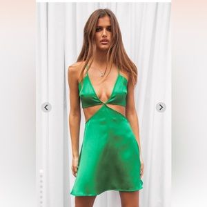Green cut out mini dress